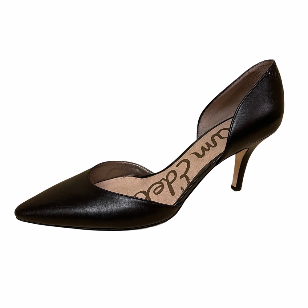 Sam Edelman Black Leather Pointed Toe Heel Pumps